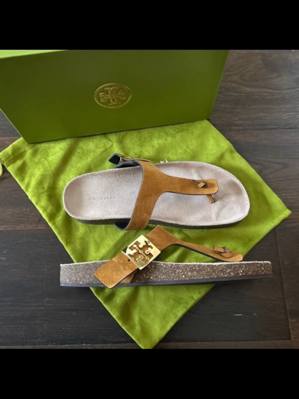 NIB ~ TORY BURCH MELLOW SUEDE THONG SANDALS sz 9.5 - Picture 4 of 12